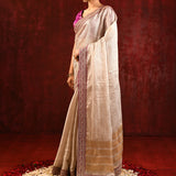 Soft Gold Tissue Embroidered Metallic Saree