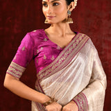 Soft Gold Tissue Embroidered Metallic Saree
