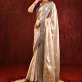 Soft Gold Tissue Embroidered Saree