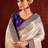 Soft Gold Tissue Embroidered Saree