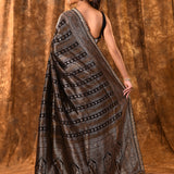 Black Floral Banarasi Silk Saree