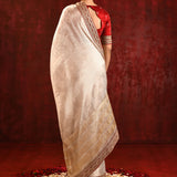 Soft Gold Embroidered Metallic Tissue Saree