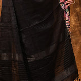 Black Embroidered Silk Blend Saree