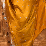 Golden Yellow Butti Embroidered Silk Saree