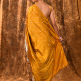 Golden Yellow Butti Embroidered Silk Saree