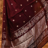 Deep Maroon Buttis Woven Banarasi Silk Saree