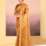 Classic Golden Embroidered Metallic Tissue Saree