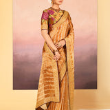 Classic Golden Embroidered Metallic Tissue Saree