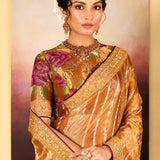 Classic Golden Embroidered Metallic Tissue Saree