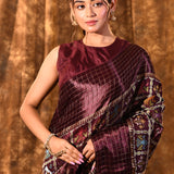 Dark Berry Purple Woven Patola Silk Saree