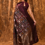 Dark Berry Purple Woven Patola Silk Saree