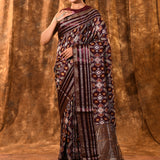 Dark Burgundy Banarasi Patola Silk Saree