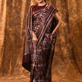 Dark Burgundy Banarasi Patola Silk Saree