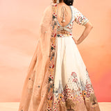 Ivory And Multi Colour Nature Inspirde Floral Embroidery Lehenga