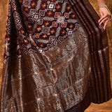 Dark Burgundy Banarasi Patola Silk Saree