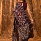 Dark Burgundy Banarasi Patola Silk Saree