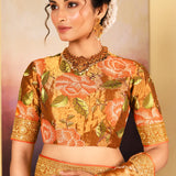Classic Gold Embroidered Tissue Saree