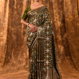 Dark Olive Green Banarasi Patola Silk Saree