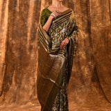 Dark Olive Green Banarasi Patola Silk Saree