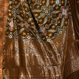 Dark Olive Green Banarasi Patola Silk Saree
