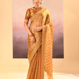 Golden Embroidered Metallic Tissue Saree