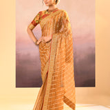 Golden Embroidered Metallic Tissue Saree