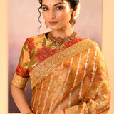 Golden Embroidered Metallic Tissue Saree