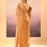 Golden Embroidered Metallic Tissue Saree
