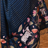 Classic Blue Floral Tissue Silk Saree