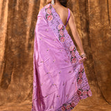 Carnation Pink Floral Silk Saree