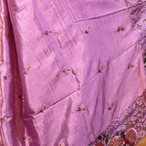 Carnation Pink Floral Silk Saree