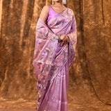 Soft Pink Floral Tissue Silk Saree