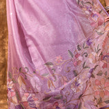 Soft Pink Floral Tissue Silk Saree
