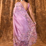 Soft Pink Floral Tissue Silk Saree