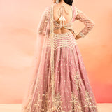 Dusty Rose Zardozi Embroidered Crop Top Lehenga