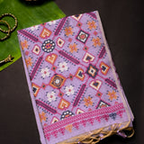 Lavender Woven Floral Butti Linen Silk Banarasi Saree With Patola Geometric Pallu