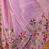 Lavender Pink Floral Tissue Silk Saree
