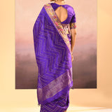 Rich Violet Foil Printed Dupion Silk Saree