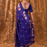 Indigo Blue Floral Silk Saree