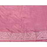 Mystic Pink Floral Embroidered Silk Blend Saree