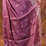 Mystic Pink Floral Embroidered Silk Blend Saree