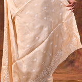 Creamish White Floral Silk Blend Saree