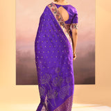 Rich Violet Dupion Silk Foil Printed Saree
