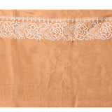 Earthy Brown Floral Embroidered Silk Blend Saree