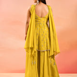 Sunlit Marigold Floral Jaal Emnrodiery Peplum Set