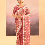 Rosewood Pink Tissue Embroidered Saree