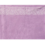 Dark Lavender Floral Embroidered Silk Blend Saree