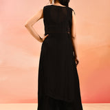 Midnight Black Geometric Embroidery Long Jacket