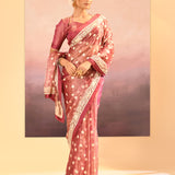Rosewood Pink Tissue Embroidered Saree