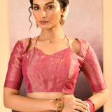 Rosewood Pink Tissue Embroidered Saree